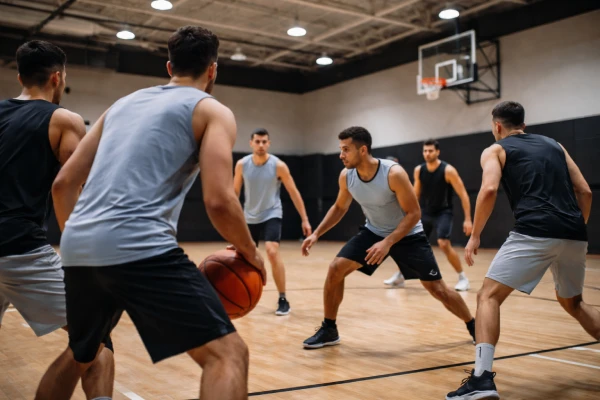 Basketball training vest in action during team sports practice