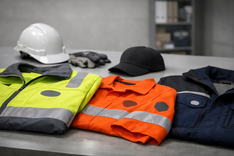 Safety apparel with custom logo placement displayed for B2B purchasing reference