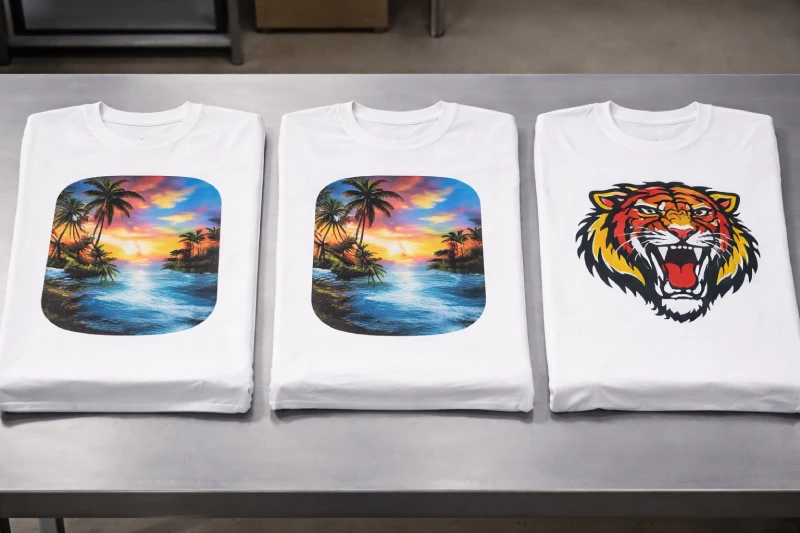 DTG vs. DTF vs. Siebdruck – Texturvergleich auf Baumwollshirts