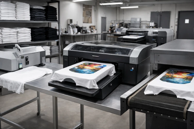 DTG-Druckprozess einschließlich Vorbehandlung, Druck und Aushärtung