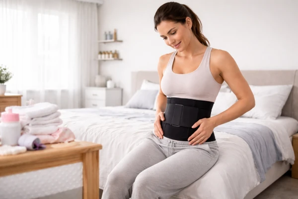 Waist trainer providing abdominal support for postpartum recovery.