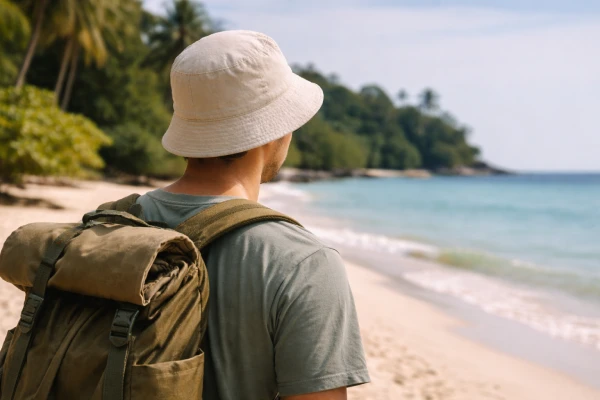Cotton bucket hat for beach and travel accessory programs