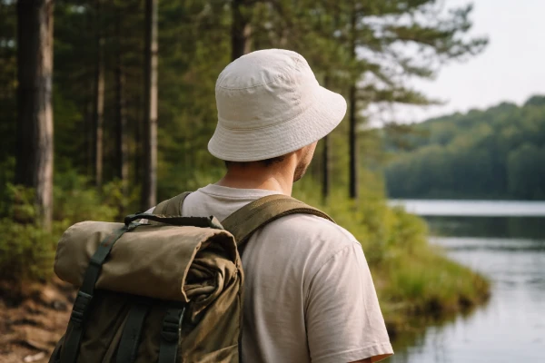 Adult cotton bucket hat used for outdoor leisure activities