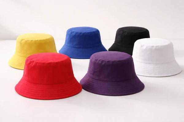 Solid color cotton bucket hats for private label branding