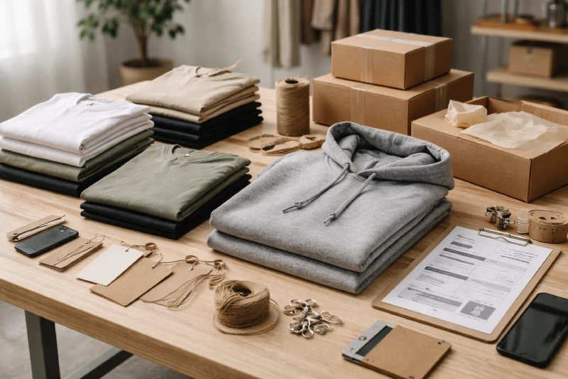 marque de vêtements e-commerce préparant des articles d’habillement pour le lancement