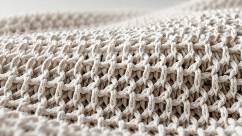 cotton jersey knit fabric loop structure close-up showing interlocking yarn loops