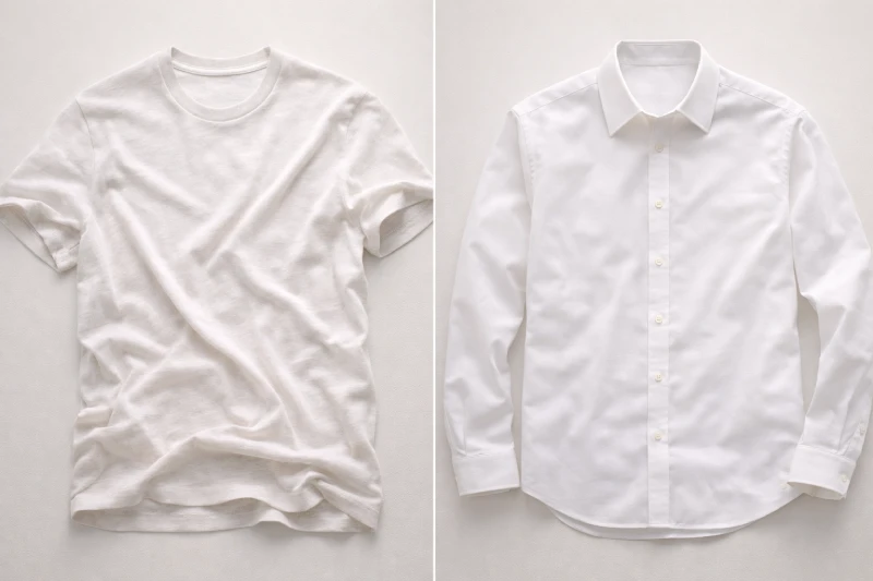 comparaison du tombé et de la coupe : jersey de coton vs coton tissé