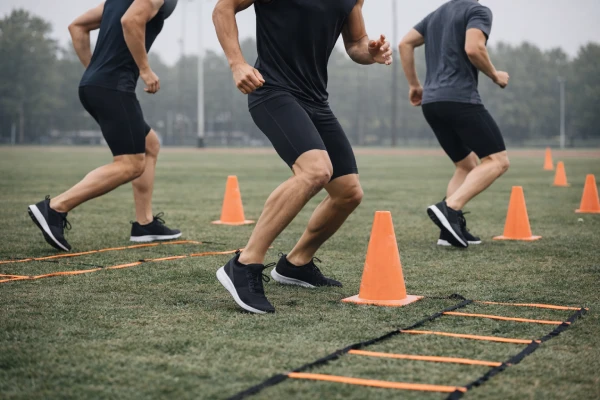 athletes using compression leggings during outdoor training drills