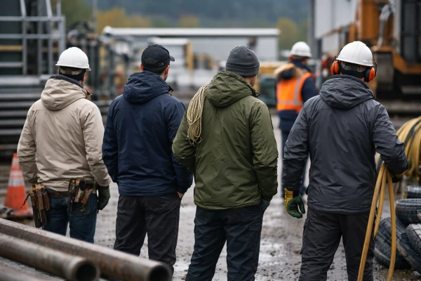 Hooded windbreaker jackets used in winter workwear programs