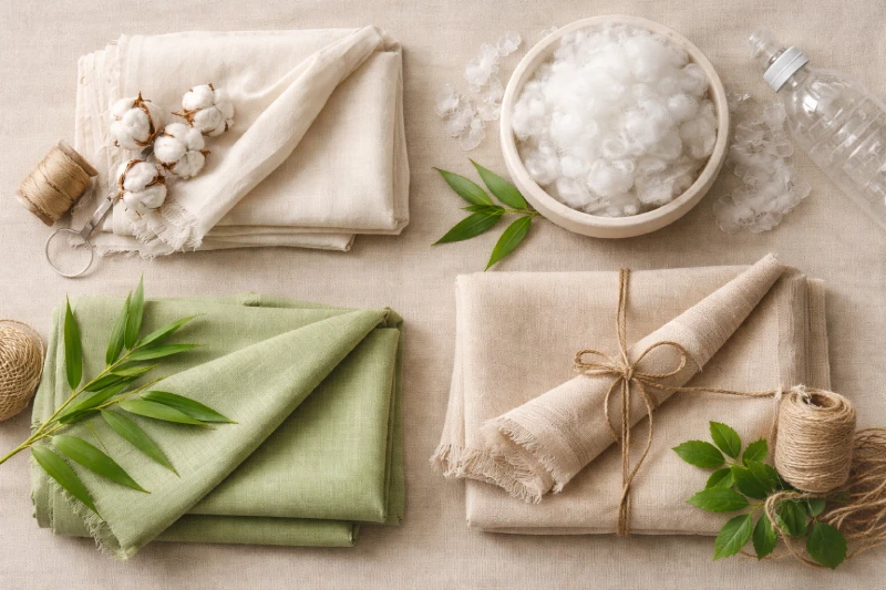 экологичные ткани органический хлопок переработанный полиэстер бамбук конопля