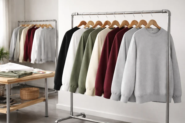 Loose fit unisex knit pullover sweatshirts displayed for casual apparel collections