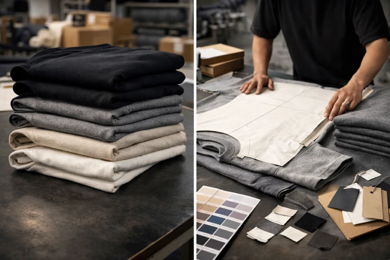 Comparison of heavyweight T-shirt fabrics and custom manufacturing process