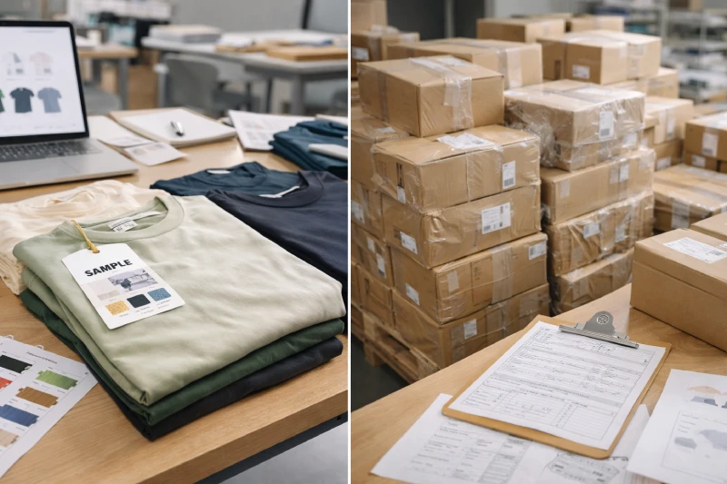 Comparison of small-batch and bulk T-shirt manufacturing orders