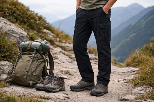 Men's lightweight cargo pants styled for casual outdoor travel