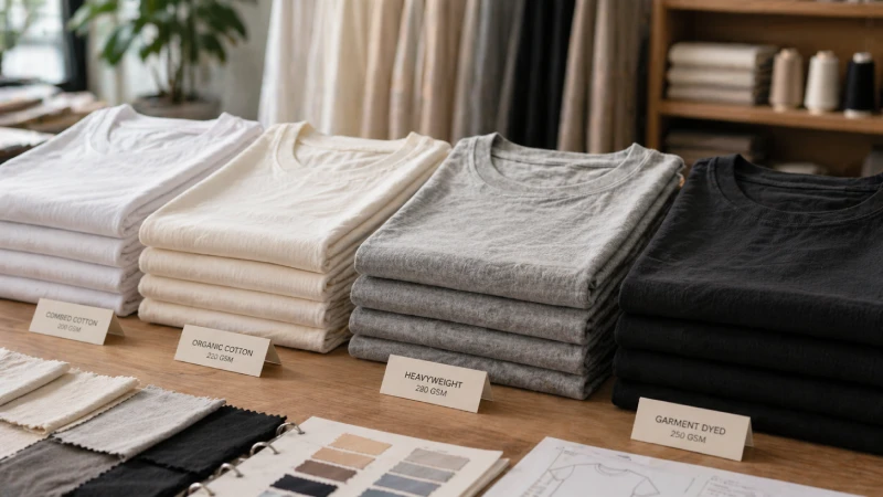 Comparison of premium T-shirt fabrics showing texture and thickness differences