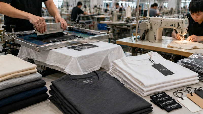 t-shirt manufacturing process with screen printing and sewing operations