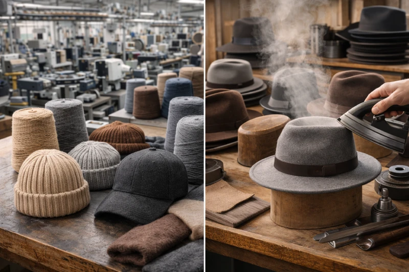 Knit wool hats vs wool felt hat manufacturing