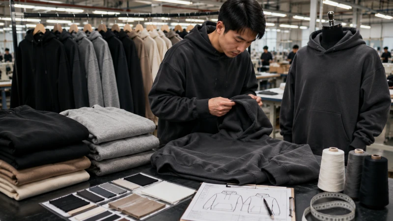 Heavyweight 500 GSM hoodie fabric inspection and custom manufacturing process