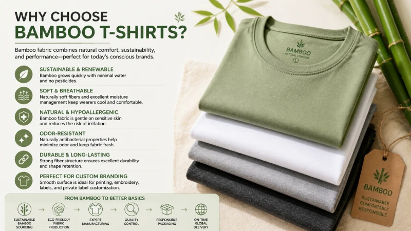 folding bamboo t-shirt soft breathable fabric close up