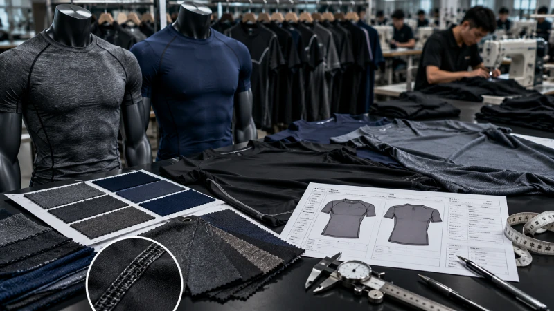 Compression T-shirt fabric sourcing and activewear production process