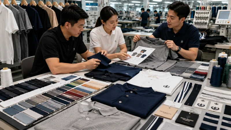 Quality inspection and fabric comparison for wholesale custom polo shirt manufacturing