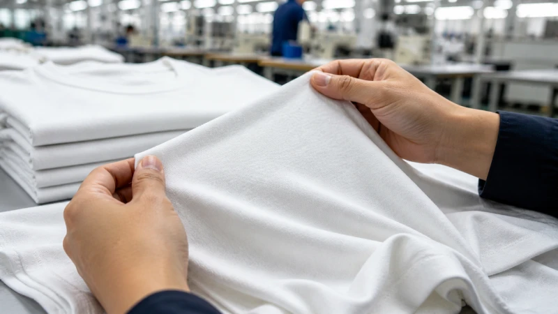close-up inspection of Pima cotton fabric quality in apparel manufacturing
