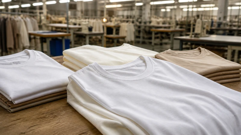 premium Pima cotton T-shirts in garment factory production setting