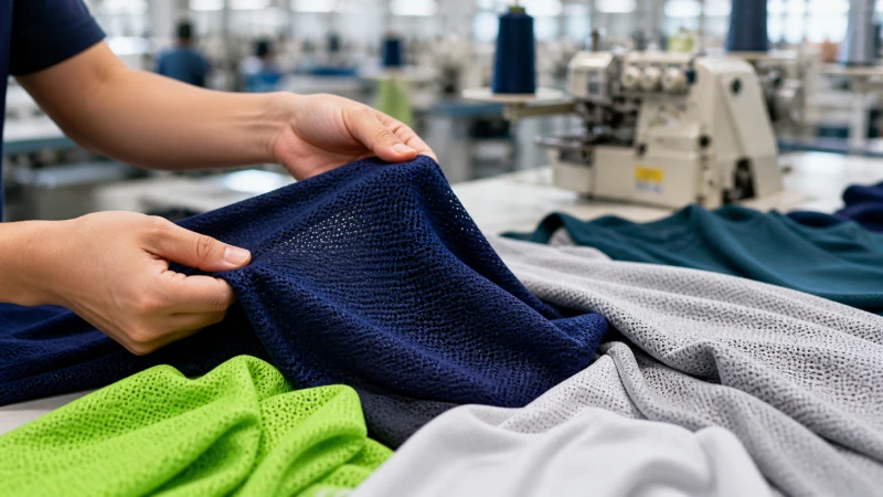 Inspection of breathable polyester T-shirt fabrics inside a garment manufacturing factory
