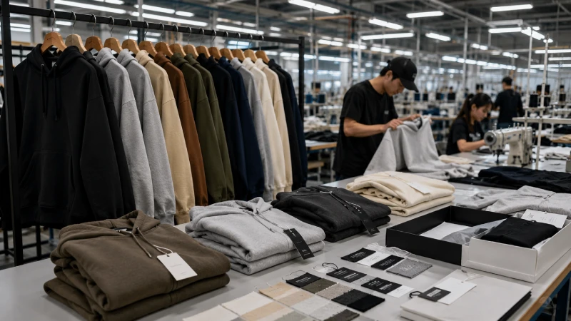 Private label hoodie manufacturing factory with custom branded hoodies and premium apparel production
