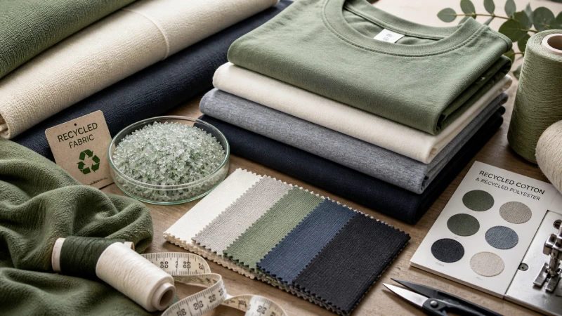 recycled cotton and polyester fabric samples for t-shirts
