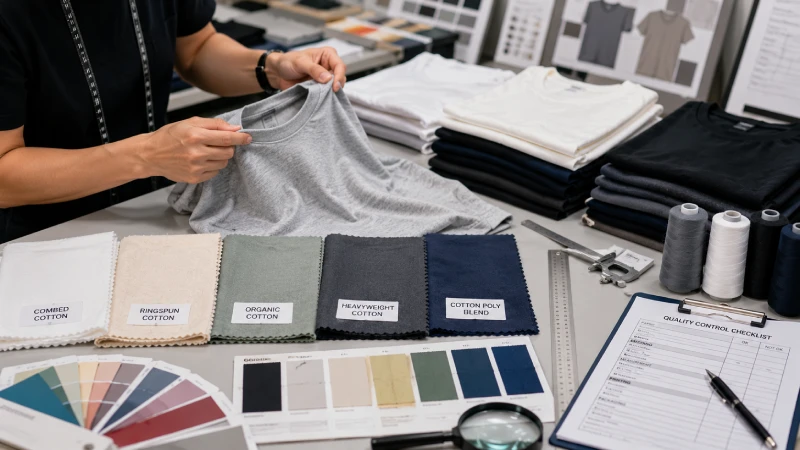 Different tee shirt fabrics and quality control inspection process for apparel manufacturing