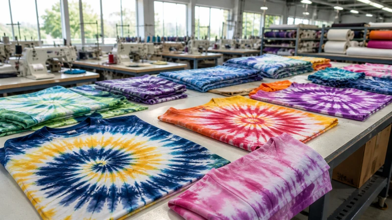 tie dye t-shirt manufacturing process in professional garment factory