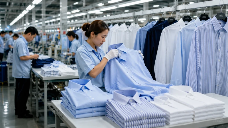 Professional dress shirt manufacturing factory producing premium men's business shirts for global apparel brands