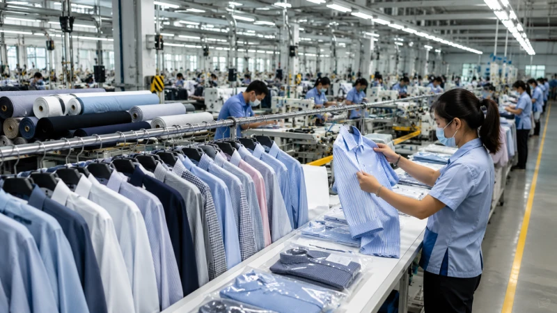 Top shirt manufacturers producing custom woven shirts, polo shirts, and apparel in a modern garment factory