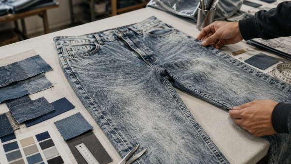 Private label acid wash jeans sampling for OEM denim development
