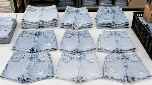 Wholesale high-waist cotton denim shorts assortment for bulk apparel sourcing