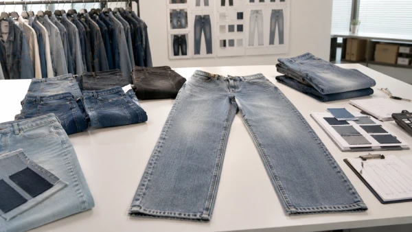 OEM men’s baggy straight jeans arranged for a casual menswear denim collection