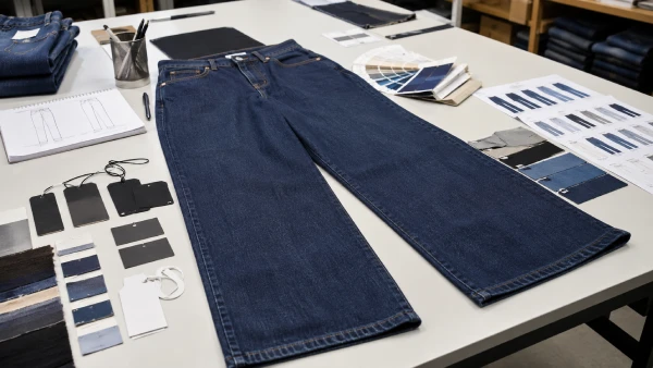 OEM men’s baggy straight jeans prepared for front logo and foil print customization
