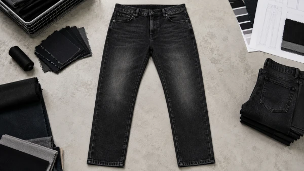 OEM men’s black acid wash jeans for casual menswear jeans program