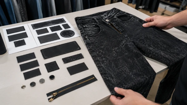 Private label logo printing and embroidery customization for OEM men’s black acid wash jeans