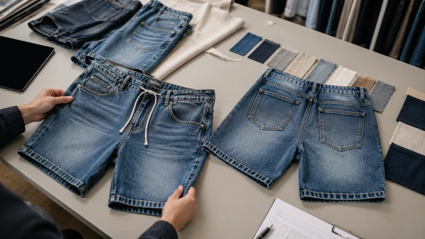 OEM men’s loose straight denim shorts prepared for a casual menswear sourcing program