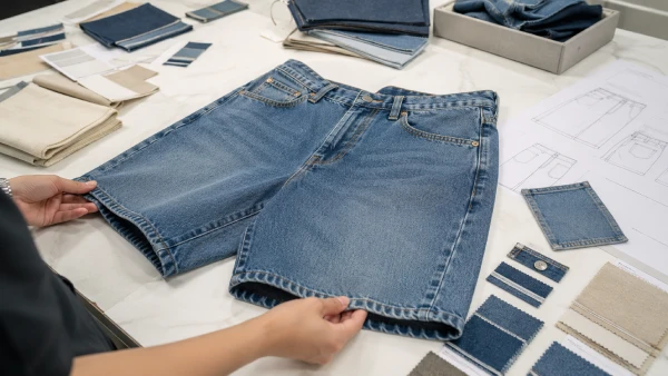 OEM men’s denim shorts reviewed during denim product development
