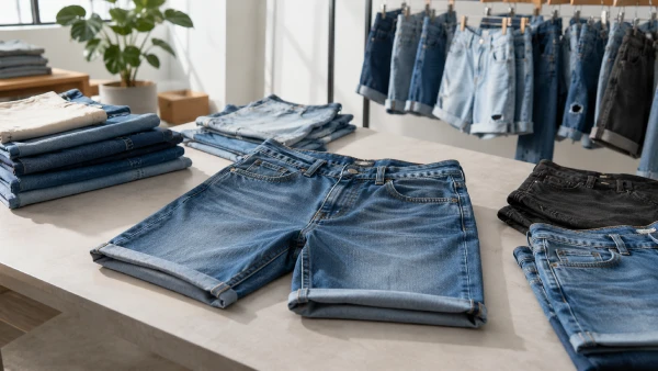Men’s OEM denim shorts arranged for a summer casual apparel collection