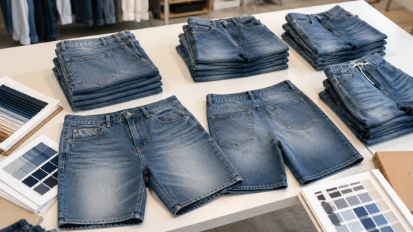 OEM men’s denim shorts prepared for wholesale denim assortment planning