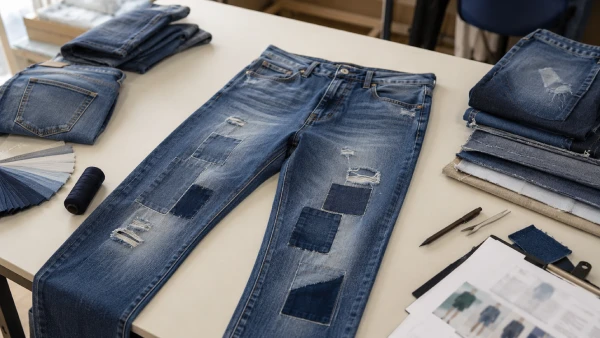 OEM men’s straight patchwork denim jeans prepared for a casual denim collection