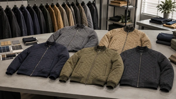 OEM men’s winter quilted jackets arranged for casual streetwear jacket assortment planning