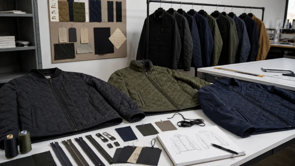 OEM men’s quilted jackets prepared for private label customization and embroidery development