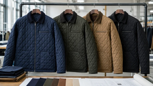 OEM men’s quilted worker-style jackets prepared for workwear-inspired apparel collections