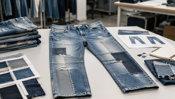 OEM straight patchwork denim jeans for casual menswear collection planning