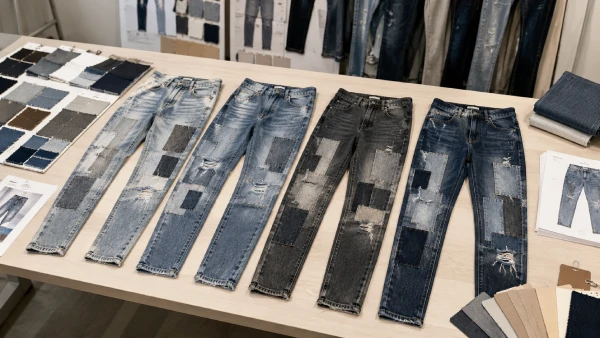OEM straight patchwork denim jeans for multi-season denim assortment planning